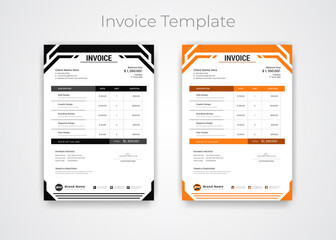 Abstract modern minimalist style business invoice template. Quotation Invoice Layout Template Paper Sheet Include Accounting, Price, Tax, and Quantity. With color variation Vector illustration of Fina
