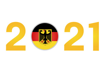 New Year 2021 with Germany Flag isolated on White Background - Vector Illustration