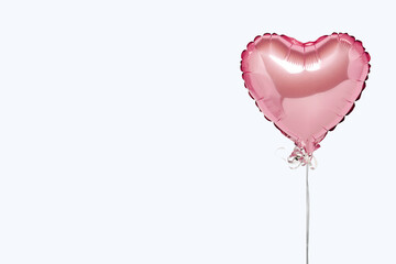 Pink air balloons heart shape on a white background. Concept wedding, valentines day, photo zone, lovers. Banner. Flat lay, top view © Alex