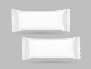 Hight realistic flow packaging mockups. Vector illustration. Can be use for your design, promo, adv and etc. Possibility for food, pharmaceutical, cosmetic. EPS10.	