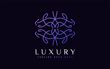 Luxury Logo Design. Elegant Symbol with Geometric Modern Lines Combination. Usable For Business, Community, Foundation, Services, Company. Vector Logo Design Illustration.