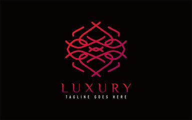 Luxury Logo Design. Elegant Symbol with Geometric Modern Lines Combination. Usable For Business, Community, Foundation, Services, Company. Vector Logo Design Illustration.