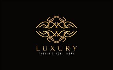 Luxury Logo Design. Elegant Symbol with Geometric Modern Lines Combination. Usable For Business, Community, Foundation, Services, Company. Vector Logo Design Illustration.