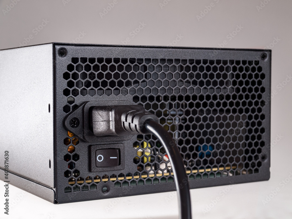 Poster computer part for system unit assembly, power supply for computer close-up, choice of quiet silent r