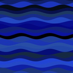 geometrical horizontal wavy lines with shades of contrasting shades of blue and black colours