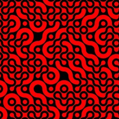 brightly coloured maze and labyrinth puzzle in bright black and red colours