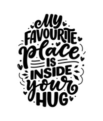 Card with slogan about love in calligraphy style. Vector abstract lettering composition. Trendy graphic design for print. Motivation poster. Quote for Valentine's Day.