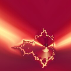 3D illustration from torus surface in shades of pink orange and red colours in fractal style design 