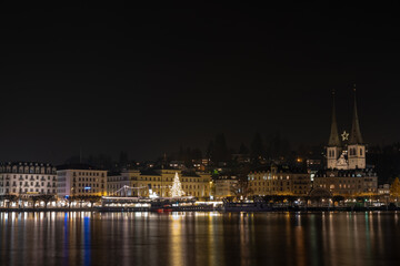 Fototapeta na wymiar Night View Of Lucerne - Switzerland