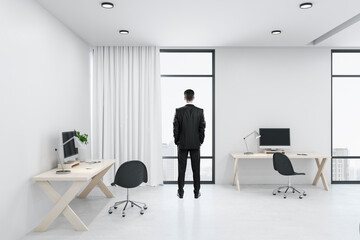Businessman in modern coworking office