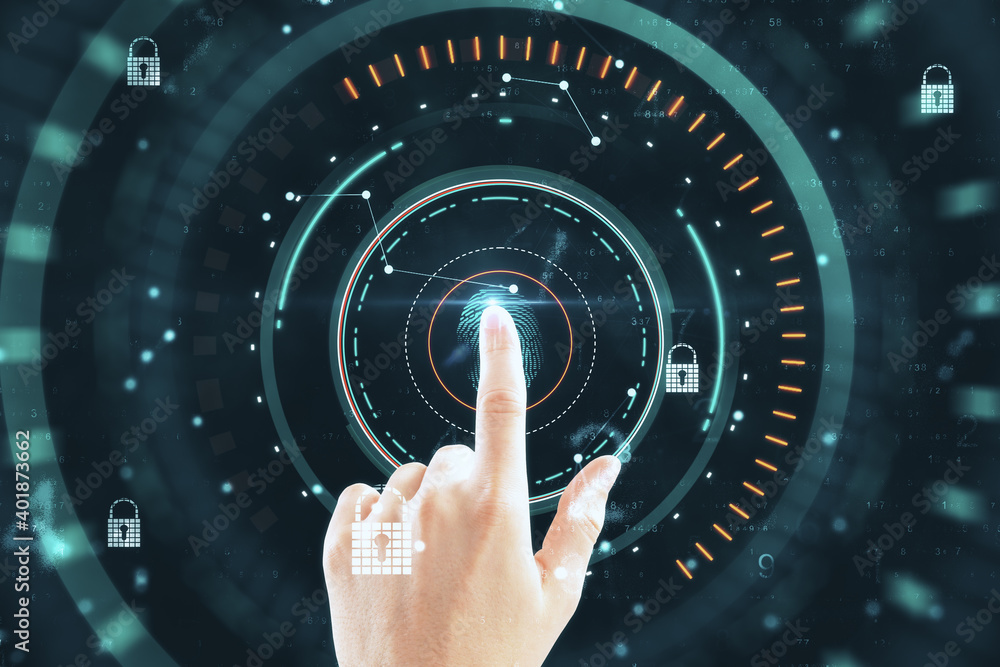Poster Hand using finger print interface on virtual screen.