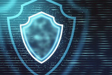 Creative glowing digital antivirus shield hologram