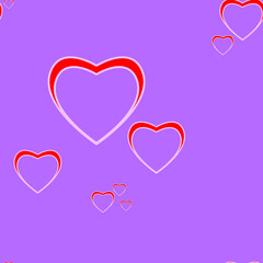 seamless pattern from the image of the contours of hearts in red on a pink background
