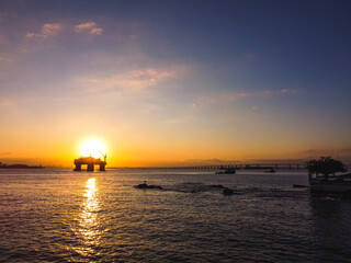 Naklejka na ściany i meble sunset in the port