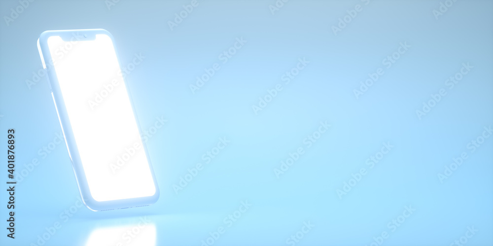Aufkleber blue smartphone mock up 3d rendering with copy space