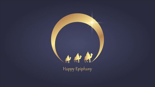 The three kings follow the star to Bethlehem in Epiphany, art video illustration.