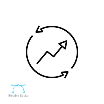 Improvement icon, line symbols. continuous improvement concept. Productivity project management. Growing graph progress. Editable stroke vector illustration design on white background. EPS 10