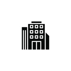Office Building glyph icon. High rise office construction. apartment house in business area. flat or solid pictogram Vector illustration. design on white background. EPS10