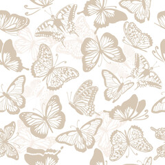 A seamless background with butterflies. Vintage background. Vector illustration