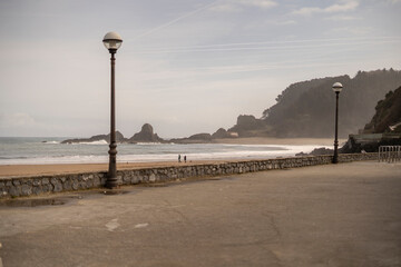 walk along the beach and streetlight detail.