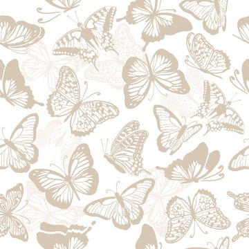 A seamless background with butterflies. Vintage background. Vector illustration