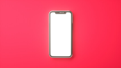 Realistic smartphone mockup set, 3d render. Mobile phone blank, white screen design. Red color