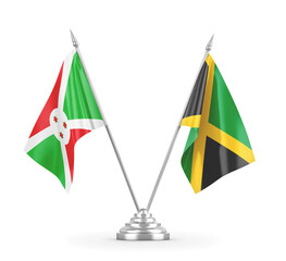 Jamaica and Burundi table flags isolated on white 3D rendering 