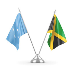 Jamaica and Micronesia table flags isolated on white 3D rendering