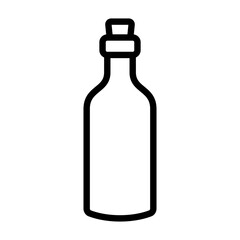 Simple bordeaux glass bottle with cork line art vector icon for apps and websites