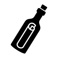 Message or letter in a bottle flat vector icon for apps and websites