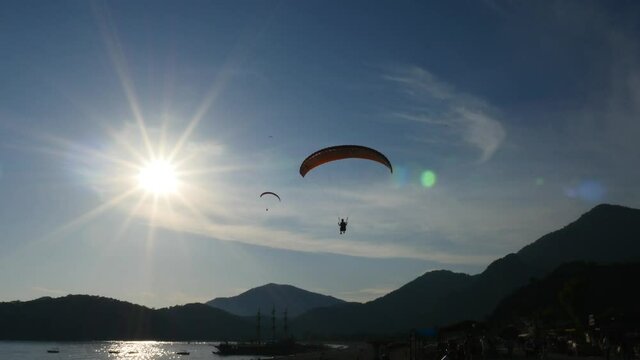 Paraglide in air sunset glider turkey oludeniz babadag fethiye