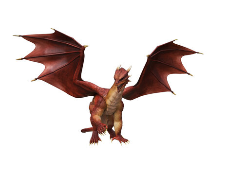 3d Ilustration Red Dragon Wyvern