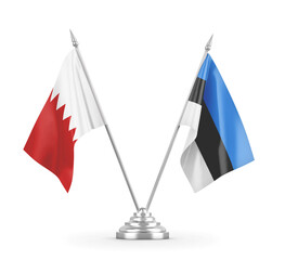 Estonia and Bahrain table flags isolated on white 3D rendering 