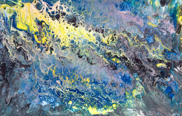 Fototapeta na wymiar abstract texture grunge multicolor blue yellow purple fluid liquid background