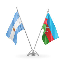 Azerbaijan and Argentina table flags isolated on white 3D rendering 