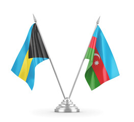 Azerbaijan and Bahamas table flags isolated on white 3D rendering 