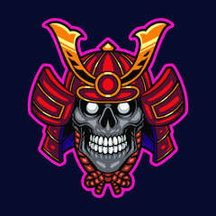 Samurai skull head mascot logo