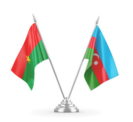 Azerbaijan and Burkina Faso table flags isolated on white 3D rendering 