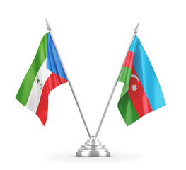 Azerbaijan and Equatorial Guinea table flags isolated on white 3D rendering