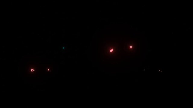 4k video animation of beautiful texture formation on the two large dinosaur's body shape, isolated on black background. 3d rendering abstract loop animation neon lighting effect on the dinosaur.