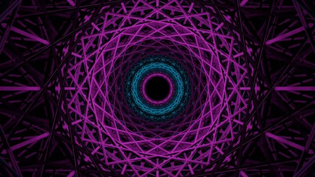 4K video of beautiful looping animation between blue and pink color abstract wireframe structure.