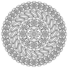 Circular pattern in the form of mandala. henna tatoo mandala. mehndi style. decorative pattern in oriental style. coloring book page.
