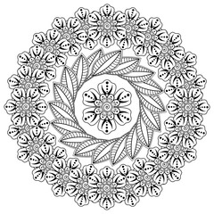 Circular pattern in the form of mandala. henna tatoo mandala. mehndi style. decorative pattern in oriental style. coloring book page.