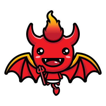 cute fire dragon devil character vector design