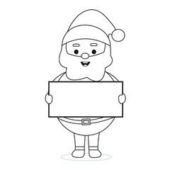 Santa Claus holding paper coloring page vector.