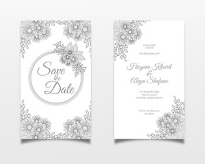 Fototapeta na wymiar Mehndi flower wedding invitation card set