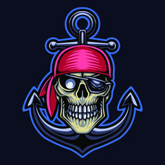 Pirates head esport mascot logo