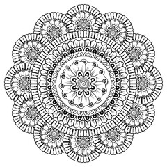 Circular pattern in the form of mandala. henna tatoo mandala. mehndi style. decorative pattern in oriental style. coloring book page.