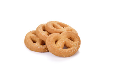 short pastry cookies isolated on white background