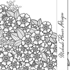 Mehndi flower decoration in ethnic oriental, indian style. doodle ornament. outline hand draw illustration. coloring book page.